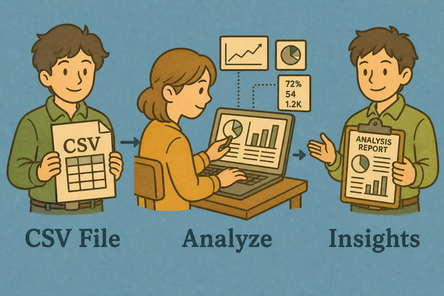 Three steps for checking a CSV file and viewing its analysis report