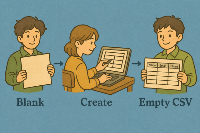 Three steps for creating an empty CSV template with headers