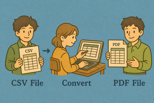 Three steps for converting a CSV table to a PDF document