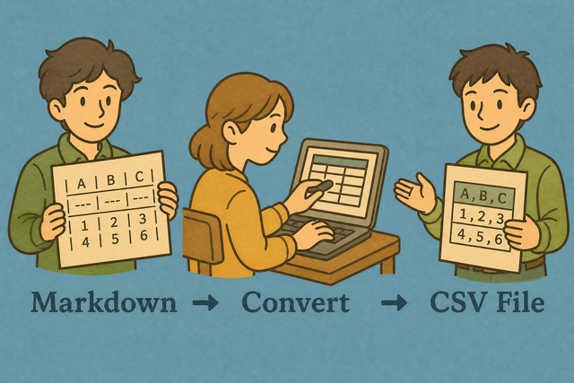 Three steps for converting a Markdown table into CSV