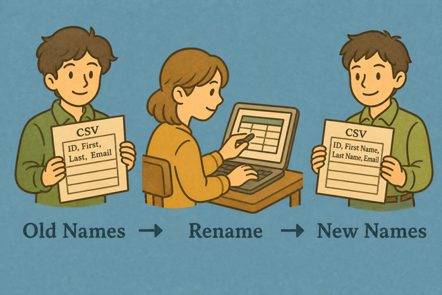 Three steps for renaming CSV column headers