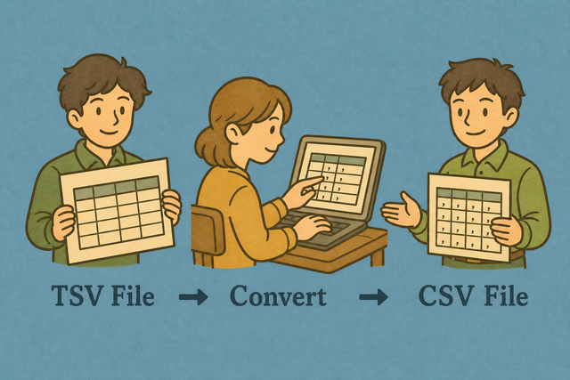 Three steps for converting tab-separated TSV data into comma-separated CSV