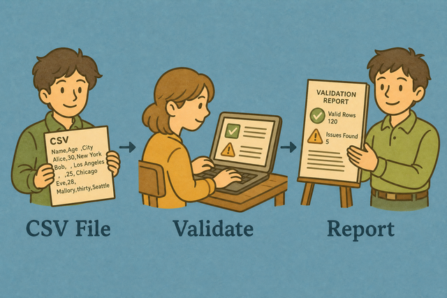 Three steps for checking CSV data and creating a validation report