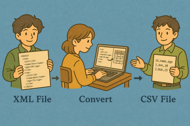 Three steps that turn repeating XML tags into CSV columns