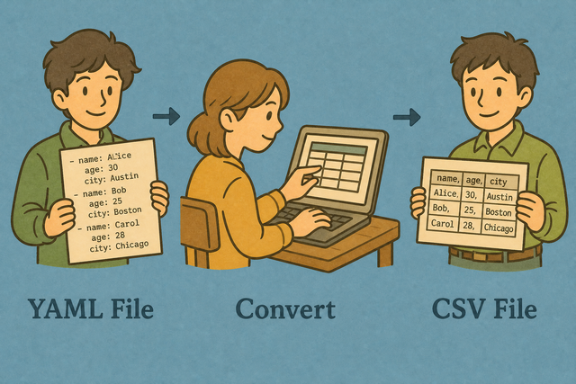 Three steps from YAML records to a CSV table